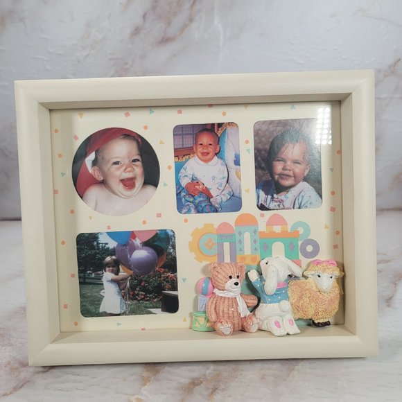 Vintage Mervyns Wooden Photo Frame w/ Poly Animal Attachments Children B… - Picture 4 of 7